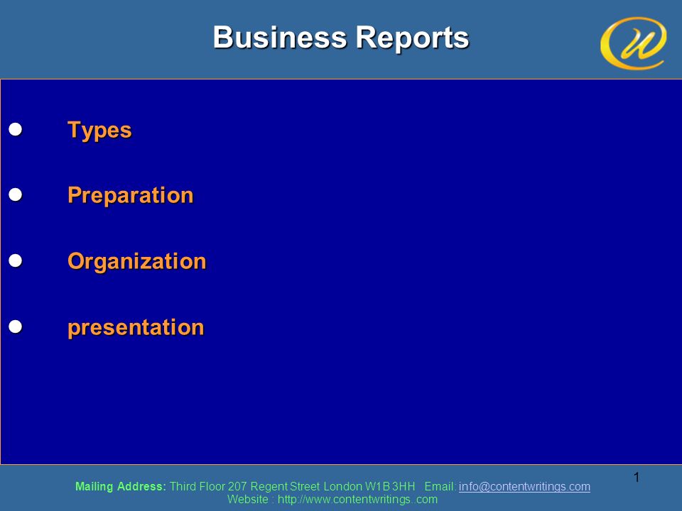 Types of Business Reports